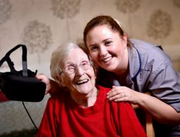 Virtual reality sightseeing at partner care home